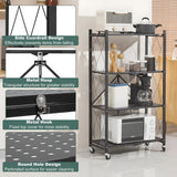 CARLA HOME 4-Tier Foldable Storage Shelf with Wheels for Kitchen, Garage, Pantry or Basement (Black)