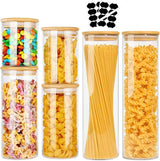 CARLA HOME 6 Pack Glass Storage Jars with Bamboo Lids