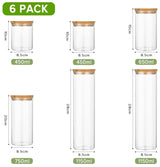 CARLA HOME 6 Pack Glass Storage Jars with Bamboo Lids
