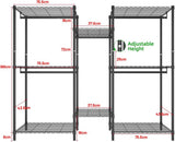CARLA HOME Heavy Duty Clothing Garment Rack Organizer with Hanging Rods & Storage Shelves for Clothes, Shoes & Wardrobe