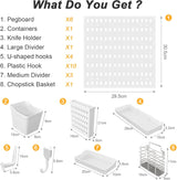CARLA HOME Pegboard Wall Organizer Kit with 6 Modular Pegboards & 21 Accessories for Kitchen, Office, Gaming & Craft Storage