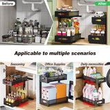 CARLA HOME 2 Tier Under Sink Organizer Pull Out Sliding Cabinet Storage Shelf with Height Adjustable for Kitchen, Bathroom or Laundry Room (Black)