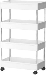 CARLA HOME Slim Storage Cart Organizer Trolley with Wheels for Kitchen, Bathroom, Laundry & Narrow Spaces (4 tier)