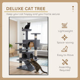 CARLA HOME 134cm Cat Tree Tower for Indoor Cats with Plush Perches, Dual Condos, Natural Sisal Scratching Posts & Ramp for Kittens & Adult Cats (Dark Grey)