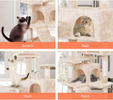 CARLA HOME 134cm Cat Tree Tower for Indoor Cats with Plush Perches, Dual Condos, Natural Sisal Scratching Posts & Ramp for Kittens & Adult Cats (Beige)