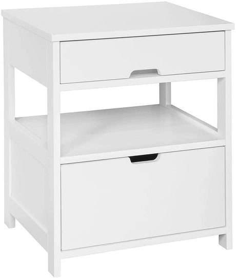 White Bedside Table with 2 Drawers