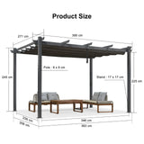 2.7 x 4 M Grey Outdoor Retractable Pergola for Patio