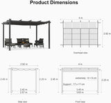 3 x 4 M Grey Outdoor Garden Pergola with Inclined Top Patio Gazebo