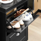 Shoe Cabinet 2 Drawers Storage Cupboard Black