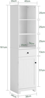 Tall Bathroom Storage Cabinet 3 Shelves, White