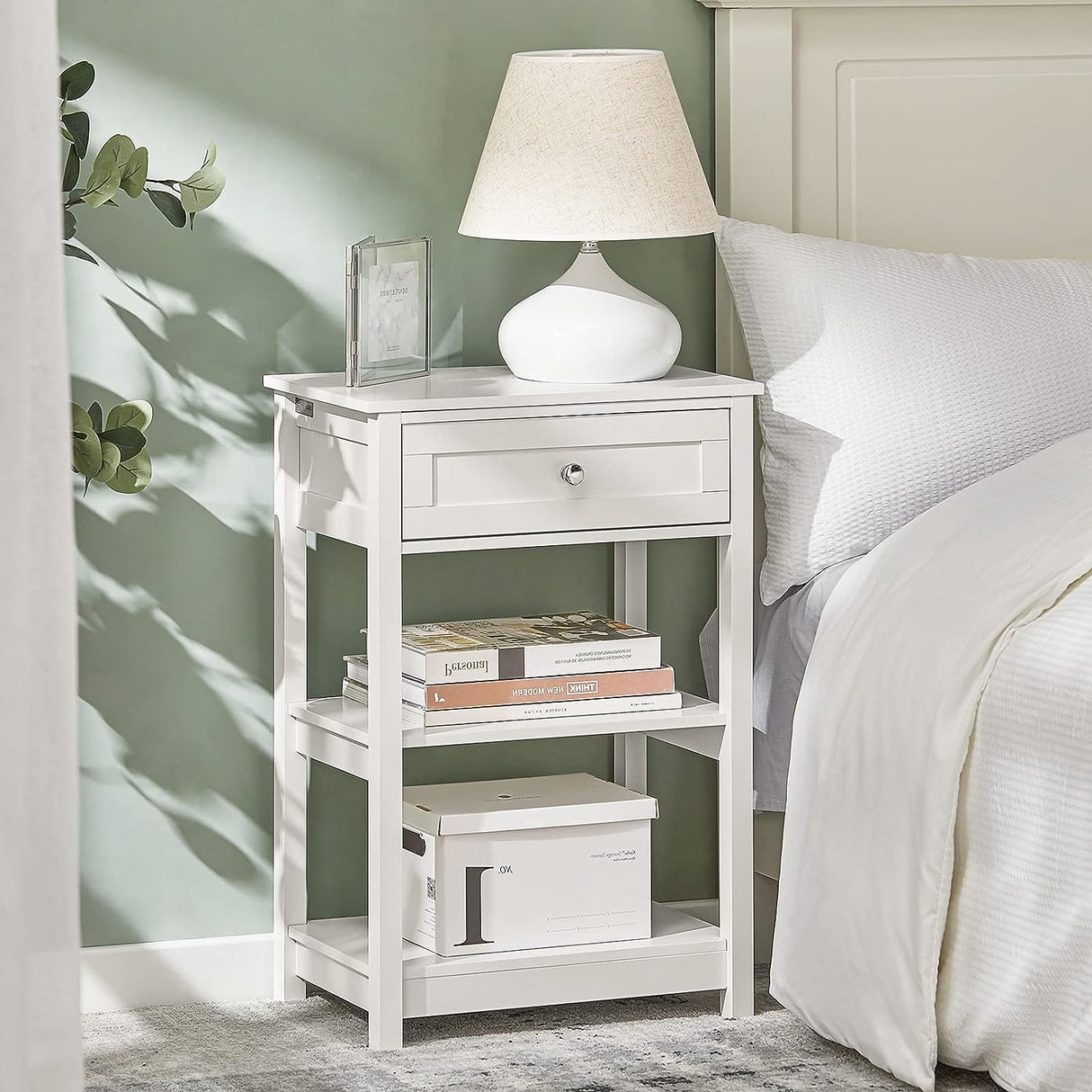 Bedside Table with Drawer Shelves