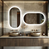 800x500mm LED Bathroom Mirror Oval Anti-Fog Dimmable Wall Mount