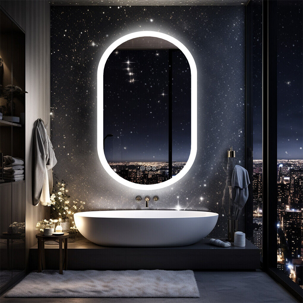 800x500mm LED Bathroom Mirror Oval Anti-Fog Dimmable Wall Mount