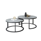 Set of 2 Grey Marble Nesting Coffee Tables 60/80cm