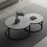 Set of 2 Grey Marble Nesting Coffee Tables 60/80cm