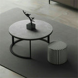 Set of 2 Grey Marble Nesting Coffee Tables 60/80cm