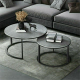 Set of 2 Grey Marble Nesting Coffee Tables 60/80cm