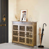 XXL 4-Tier Bamboo Shoe Rack Cabinet with Doors, Drawers