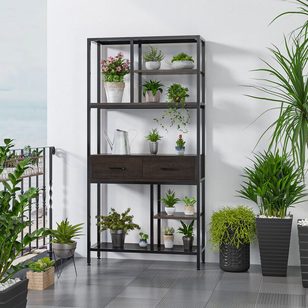 Rustic Accent Bookshelf 90CM Wide Plant Display Rack