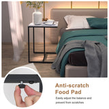 C Shape Sofa Side End Table Sintered Stone Black White