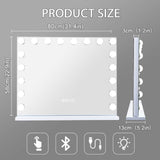 White Bluetooth Hollywood Mirror Rectangle Vanity Wall Light