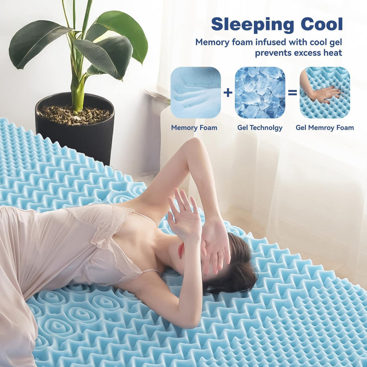 Double Bamboo Memory Foam Mattress Topper 7-Zone 8cm