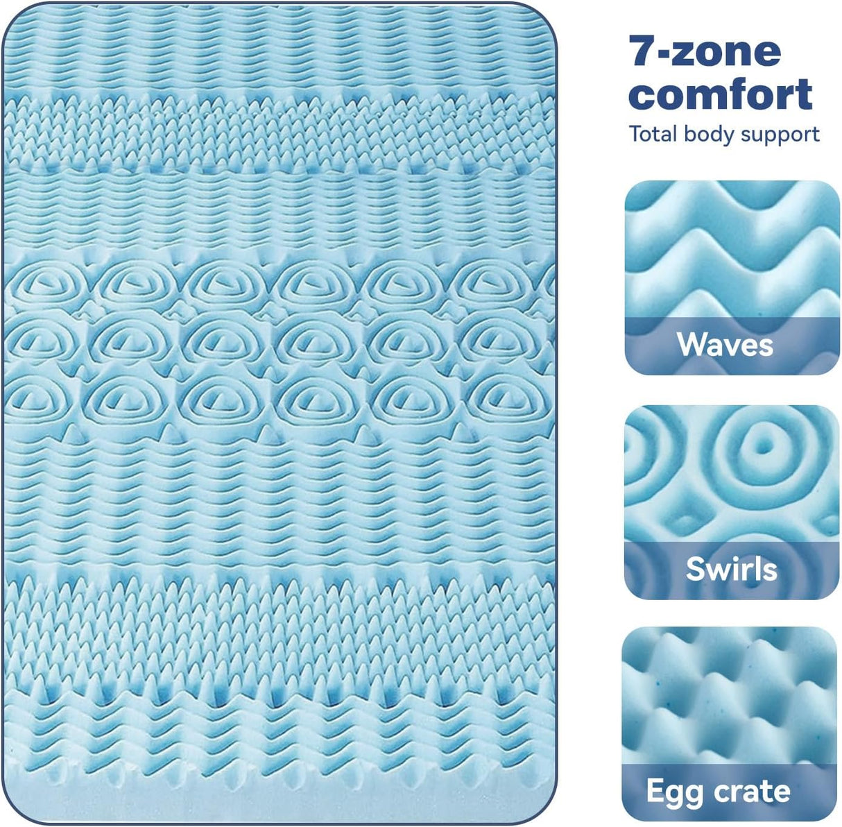 King Mattress Topper Memory Foam 7-Zone 8cm