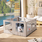 Indoor Dog Pen Tempered Glass Kennel w/ Pad