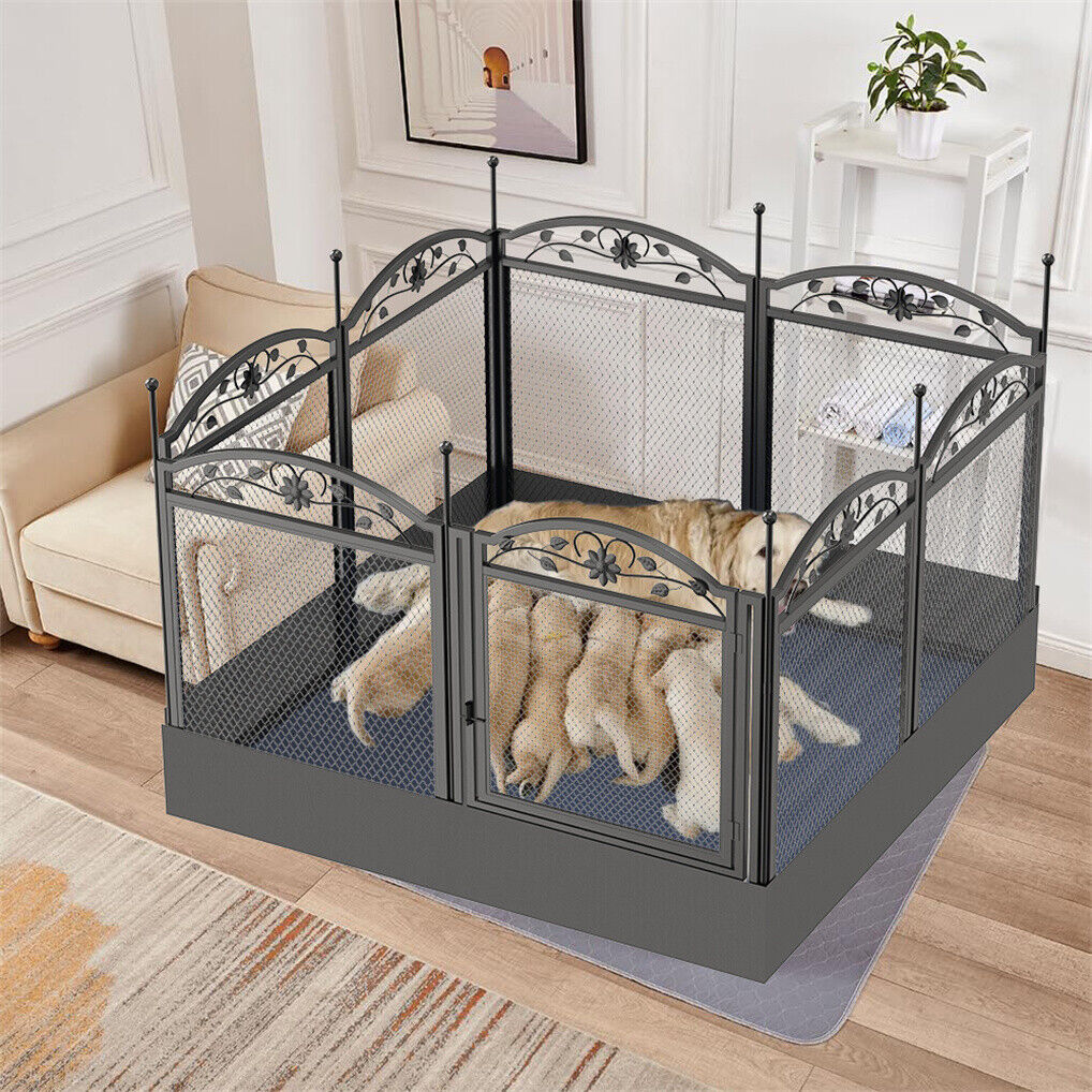 XL Metal Dog Playpen Indoor Fence with Waterproof Pad