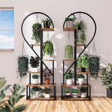 6 Tier Corner Plant Stand Metal & MDF Ladder Shelf Rack