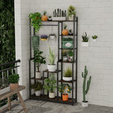 Plant Stand Shelf Rack with Hanging Rod Indoor Outdoor Display