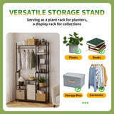 Plant Stand Shelf Rack with Hanging Rod Indoor Outdoor Display
