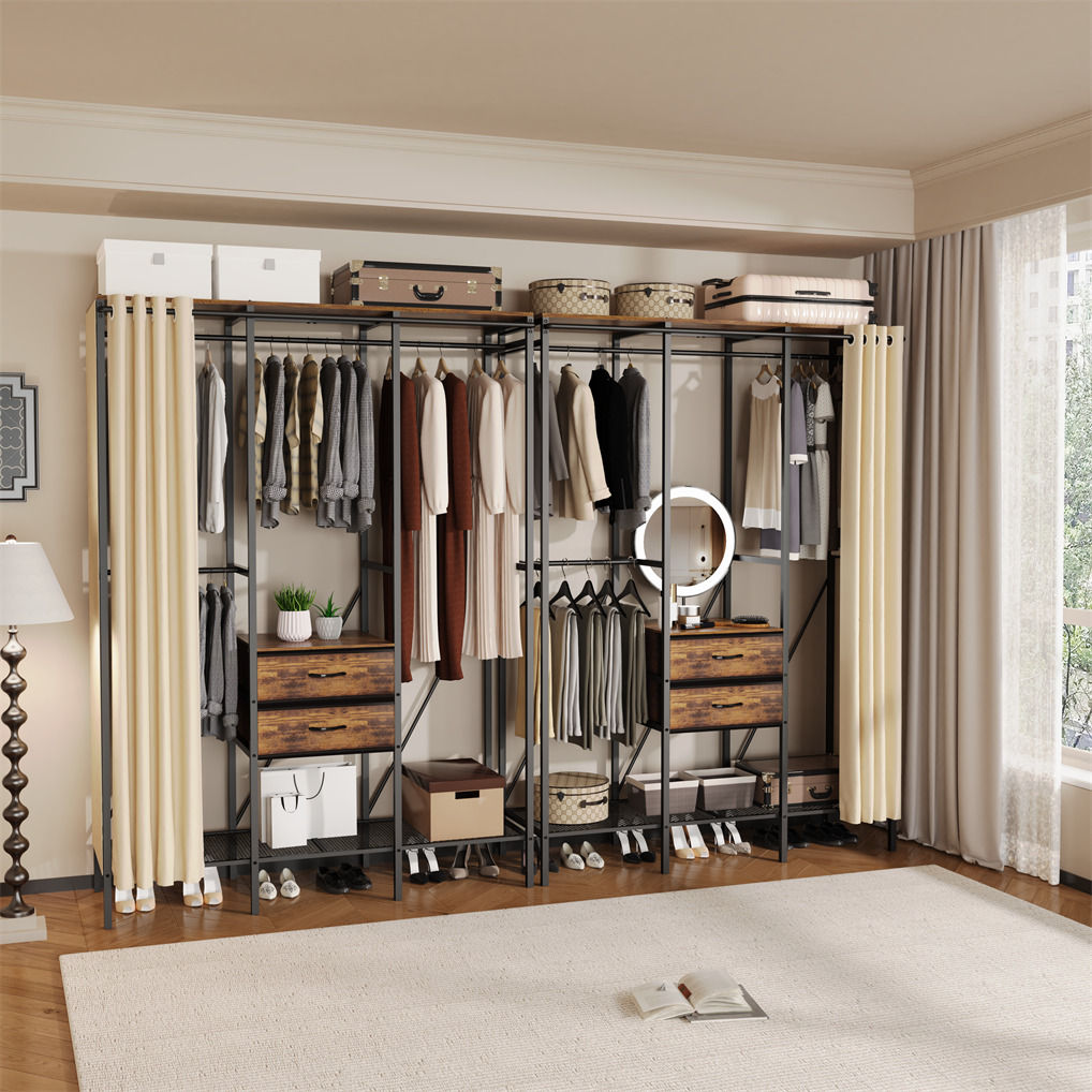 XXL Heavy Duty Wardrobe Closet w/ Shelf, Drawer & Rack