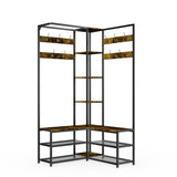 Corner Coat Stand with Shoe Bench Metal & MDF Organizer