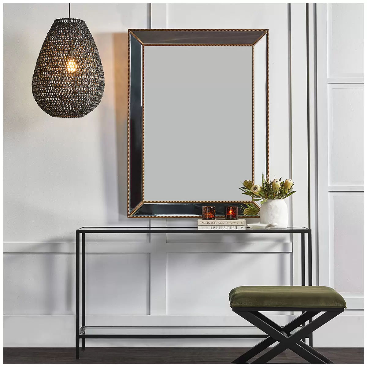 Zeta wall mirror large antique gold