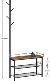 Multifunctional Entryway Coat Rack Shoe Bench for Living Room and Bedroom