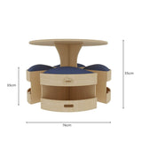 Jooyes Kids Round Wooden Table with Storage Stools Blue - Set Of 5