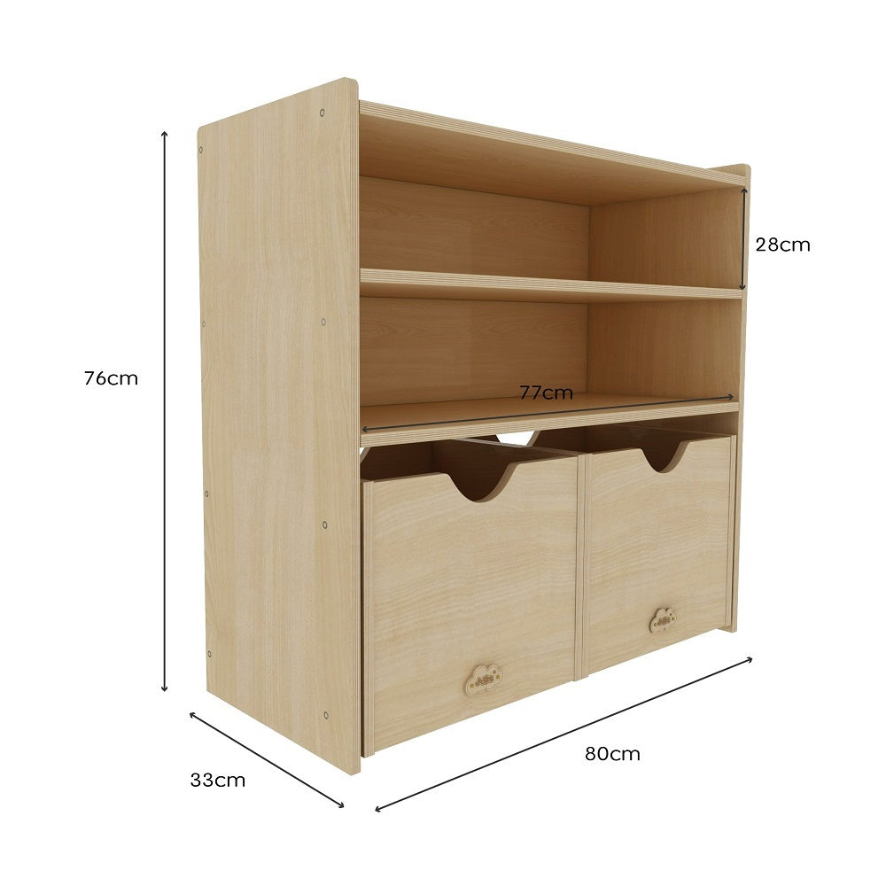 Jooyes Kids 2 Shelf Storage Cabinet with Pull Out Drawers - H76cm