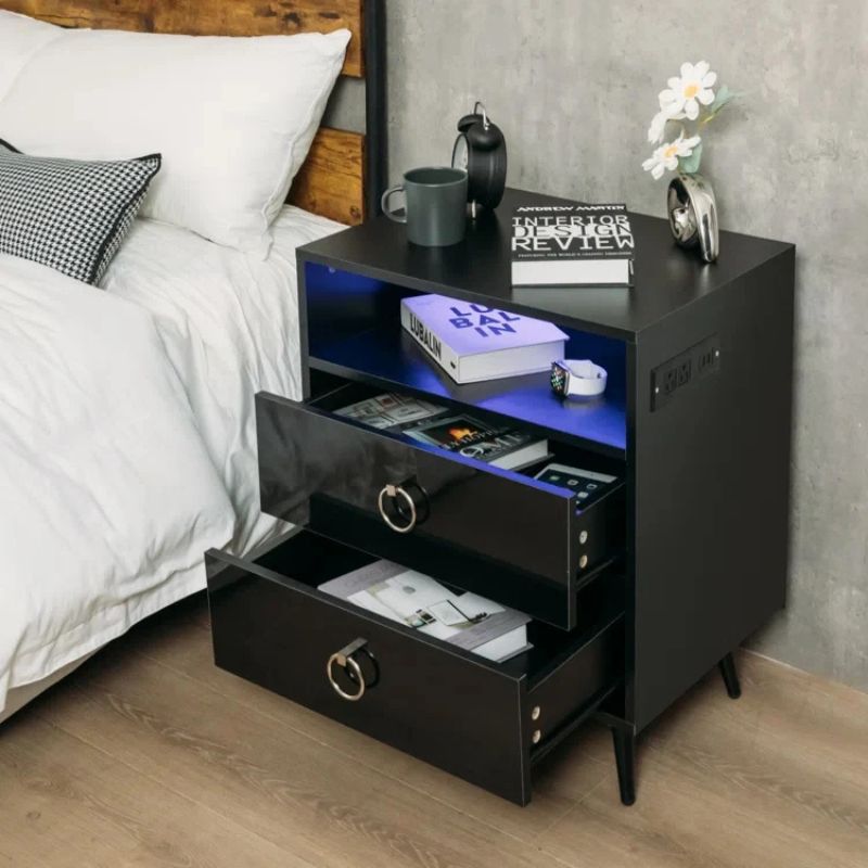 Amelia Modern LED Bedside table with USB
