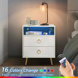 Amelia Modern LED Bedside table with USB White