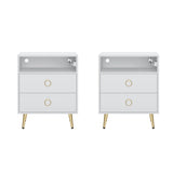 Amelia Modern LED Bedside table with USB and power socket white x 2