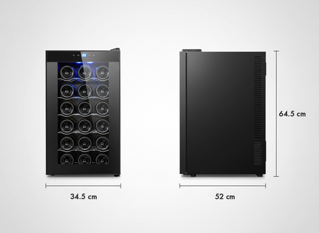 18 Bottle Thermoelectric Wine Fridge, 130W, UV Protected Glass Door, Soft LED Illumination