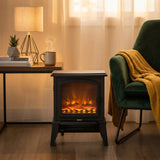 Electric 1000W to 2000W Fireplace Heater with Realistic Log Flame Display