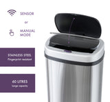 60L Stainless Steel Motion Sensor Rubbish Bin