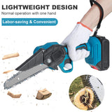 6" Mini Cordless Electric Chainsaw Powered Wood Cutter Rechargeable&2X Battery