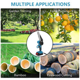 6" Mini Cordless Electric Chainsaw Powered Wood Cutter Rechargeable&2X Battery
