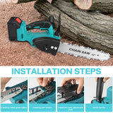12"inch Cordless Electric Chainsaw + 2 Battery 2 Chain Brushless Wood Cutter Saw