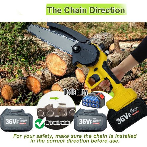 NEW 36V 8" Mini Cordless Electric Chainsaw 2XBattery  Wood Cutter Rechargeable