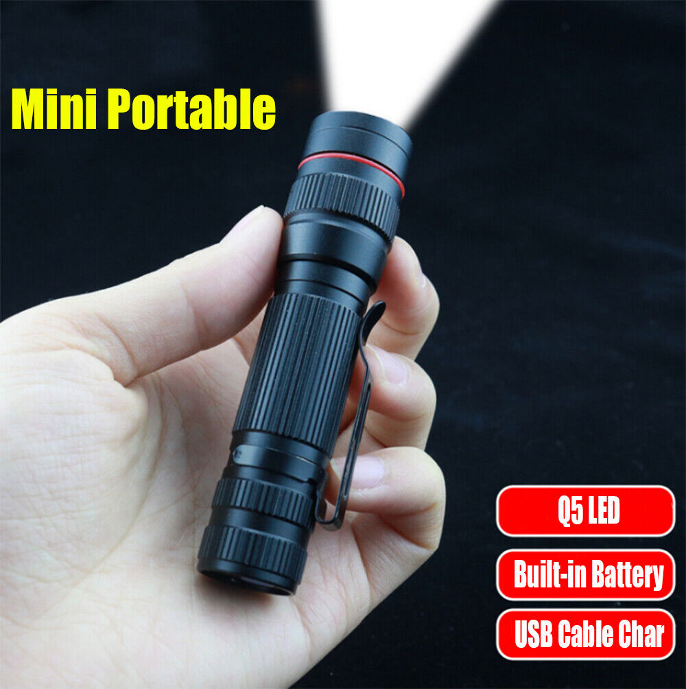 2x Mini Tactical Flashlight Small LED Torch 3 Mode Super Bright Light Clip Lamp