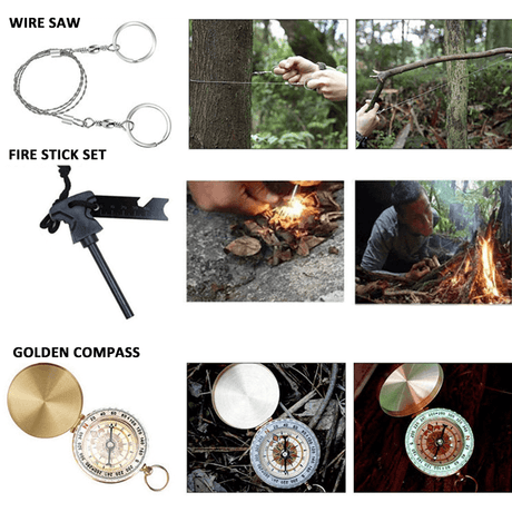 16in1 SOS Kit Outdoor Emergency Equipment Box For Camping Survival Gear